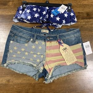 American Flag YMI Shorts & Swim Top